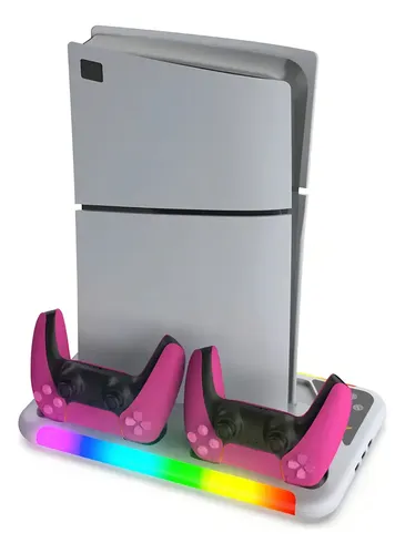 Soporte Enfriador Dobe Tp5-3557 Para Ps5 Y Ps5 Slim Con Carga Y Rgb Blanco