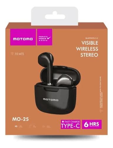 Audífonos In Ear Bluetooth Motomo Mo-25 Negro — foto 2