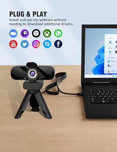 Camara Web 2k 1440p Calidad Mac/windows Con Tripode Negro — foto 6