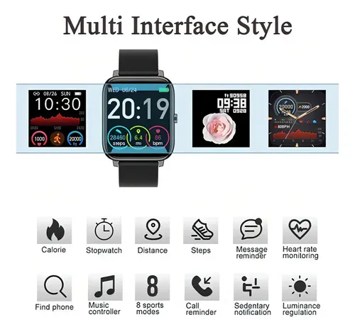 Smartwatch Mujer Hombre Reloj Inteligente Y Impermeable Ipx7 Negro — foto 2