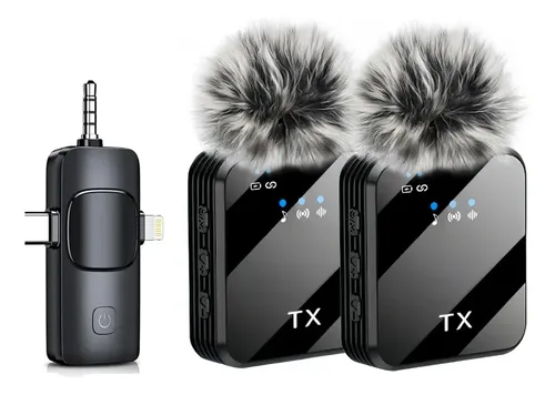 Pack 2 Micrófonos Corbatero Adget Inalámbricos Para Celular Y Computadora Con Usb-c Y Jack 3.5mm Negro — foto 2