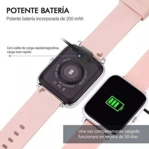 Smartwatch Deportivo P22 Rosa Reloj Inteligente Plateado Rosa Claro — foto 4