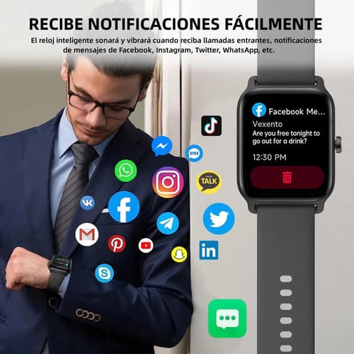 Smartwatch Mujer Hombre Reloj Inteligente Bt Llamadas Alexa Color De La Caja Negro Diseño De La Correa Mesh — foto 4
