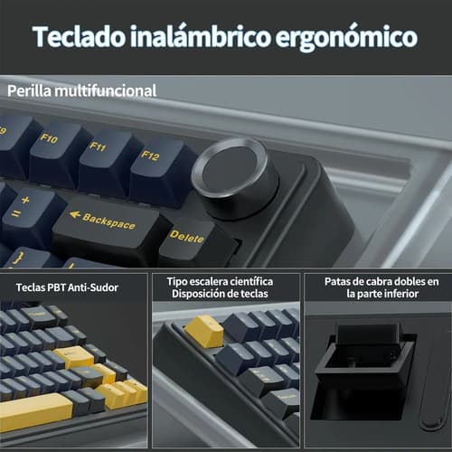 Teclado Gamer Mecánico Inalámbrico Aula F75 Rgb Switches Intercambiables Usb-c Thunder Black Inglés Us — foto 2