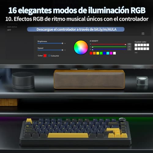 Teclado Gamer Mecánico Inalámbrico Aula F75 Rgb Switches Intercambiables Usb-c Thunder Black Inglés Us — foto 3