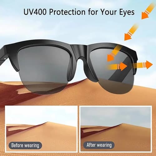 Gafas Lentes Sol Inalámbricas Smart Music Uv F06 Bluetooth Wayfarer Negro — foto 5