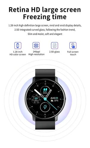 Smartwatch Genérico Zl02, Pantalla Tft Táctil, Correa Deportiva Silicona Negra, Bluetooth, Ip67 Negro — foto 5