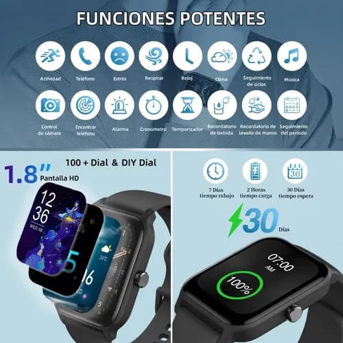 Smartwatch Mujer Hombre Reloj Inteligente Bt Llamadas Alexa Color De La Caja Negro Diseño De La Correa Mesh — foto 6