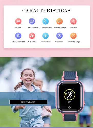 Smartwatch 4g U8 Lt21-pk Rosa Gps Niños Videollamada Resistente Agua Rosa/gris Gris — foto 3