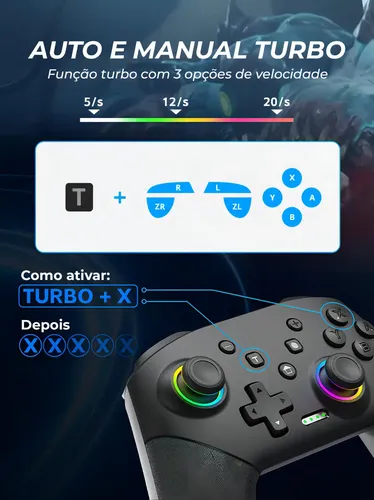 Control Inalámbrico Data Frog S80 Rgb Bluetooth Para Nintendo Switch Y Pc Negro — foto 6