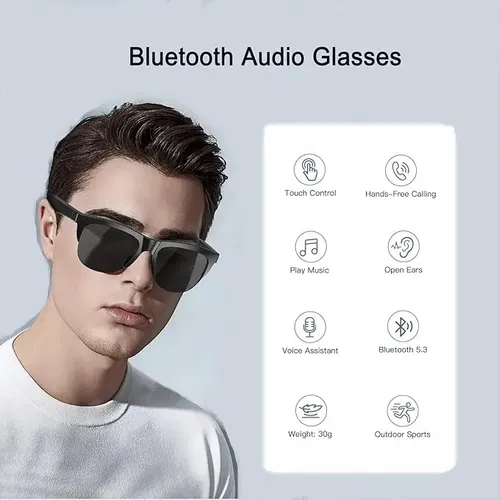 Gafas Lentes Sol Inalámbricas Smart Music Uv F06 Bluetooth Wayfarer Negro — foto 2