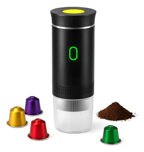 Cafetera Portátil Expreso 3 En 1 Cápsulas Nespresso Recargable 15 Bar Negra Negro