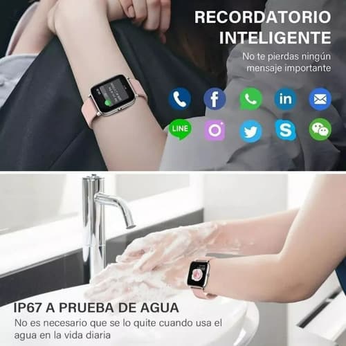Smartwatch Deportivo P22 Rosa Reloj Inteligente Plateado Rosa Claro — foto 5