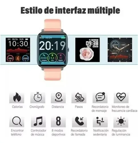 Smartwatch Deportivo P22 Rosa Reloj Inteligente Plateado Rosa Claro — foto 6