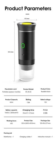 Máquina De Café Espresso Portátil Recargable 3 En 1 Capsulas Negro — foto 2