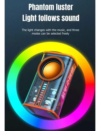 Parlante Bluetooth Produx Portátil Mecha Transparente Led Lila — foto 4