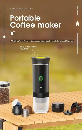Máquina De Café Espresso Portátil Recargable 3 En 1 Capsulas Negro — foto 4