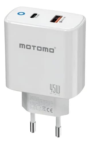 Cargador Turbo Usb-c De Pared Motomo Cr45 45w Qc18w Con Cable Blanco — foto 4